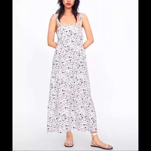 ZARA WOMAN PRINTED BOW TIE BACK MAXI DRESS